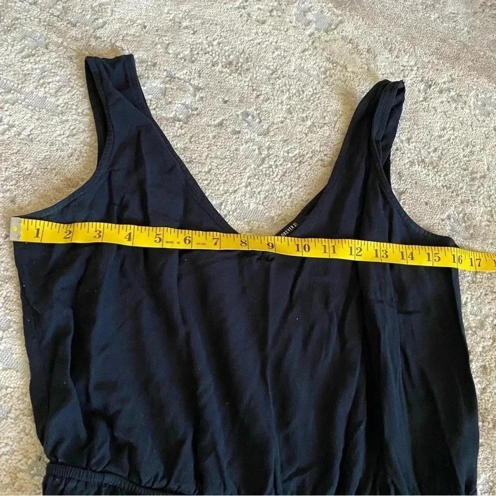 Forever 21 Black Skinny Leg Jumpsuit Sleeveless Solid Black Rayon: Large - Picture 6 of 10